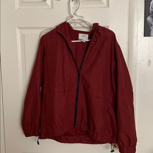 Maroon Rain Cargo Zip Up Jacket With Hood